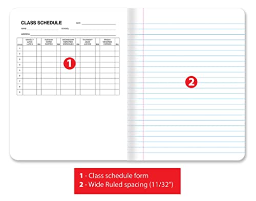 Better Office Products Composition Book Notebook - Hardcover, Wide Ruled (11/32-inch), 100 Sheet, One Subject, 9.75" x 7.5", Assorted Covers: Red, Blue, Green, Purple-12 Pack