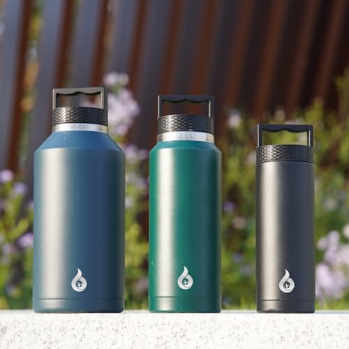 BJPKPK Insulated Water Bottles, Dishwasher Safe 36 oz Water Bottle with Handle, Leakproof BPA Free Thermal Flasks, Stainless Steel Jug for Sports, Black - color: Black, style: 36oz
