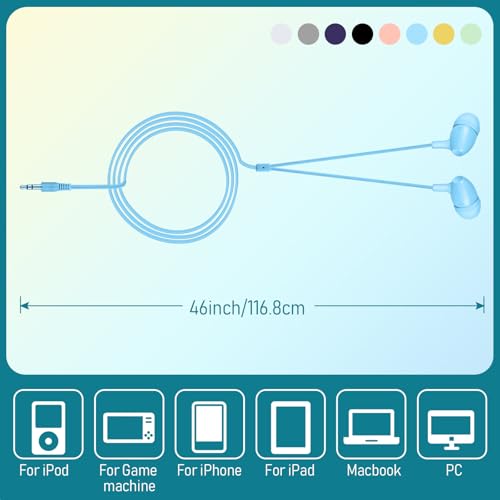 Macarrie 20 Pack Earbuds Bulk 3.5 mm in-Ear Earphones Wired Earphones Without Mic Headphones for Adults Gifts(Multicolor) - color: Multicolor