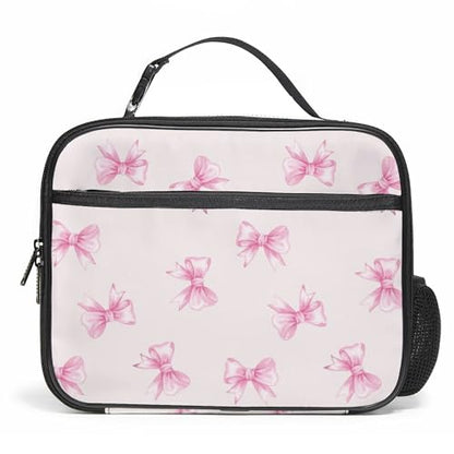 WOBAGMEN Pink Bow Lunch Box for Kids, Cute Insulated Lunch Bag for Boys Girls,Waterproof Lunch Box with Water Bottle Holder for Teens Adults Picnic Travel Back to School (Pink Big Bow) - color: Pink Big Bow
