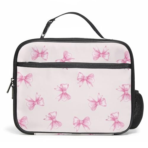 WOBAGMEN Pink Bow Lunch Box for Kids, Cute Insulated Lunch Bag for Boys Girls,Waterproof Lunch Box with Water Bottle Holder for Teens Adults Picnic Travel Back to School (Pink Big Bow) - color: Pink Big Bow
