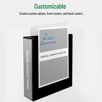Office Essentials Economy View 3 Ring Binders, 3" Round Rings, 3.5" Spine, 460-Sheet Capacity, Black Binders (12-Pack of 03431) - size: 3"