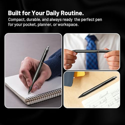 Everyman Gunmetal Grafton Full Click Refillable 0.7mm Gel Ink Pen | Sleek Anodized Aluminum EDC Pen with Deep Grooved Grip | Smooth Writing Pocket Pen for Office, Travel, Gifting & Daily Use - color: Gunmetal, style: Full Click