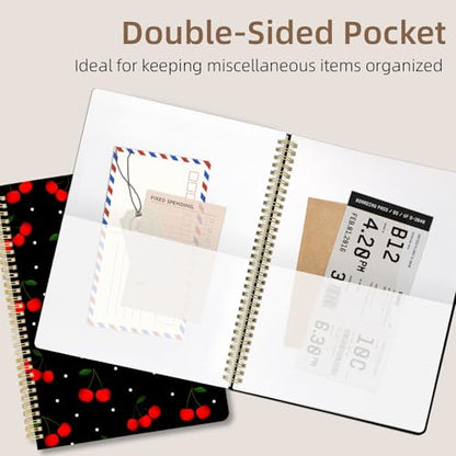 Cute Spiral Notebook journal A4 Aesthetic Pretty Design for Women Girls Kawaii with Pocket, 8.5 x 11 inch, Graph, Cherry - color: Cherry, style: Graph