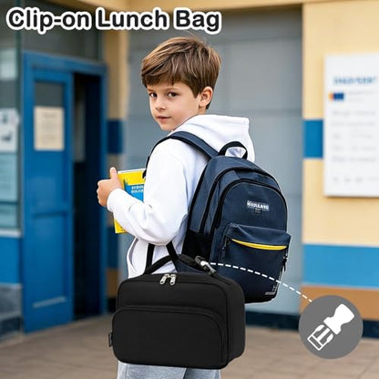 FlowFly Kids Lunch box Insulated Soft Bag Mini Cooler Back to School Thermal Meal Tote Kit for Girls, Boys,Black - color: Black