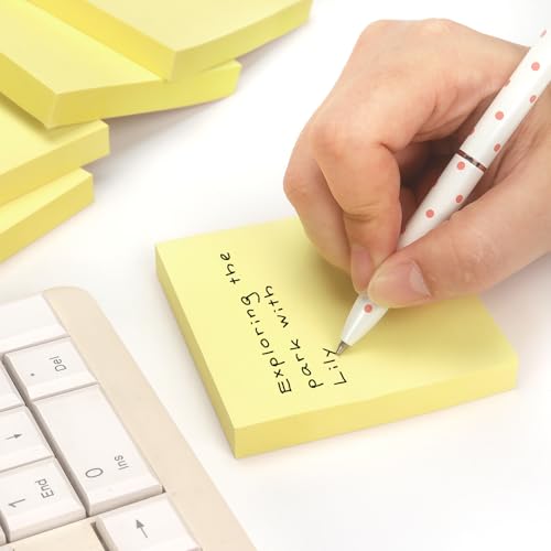 Sticky Notes 3x3 Self-Stick Notes Pads with 6 Bright Colors, Easy to Post for Office, Shool, Home, 6 Pads/Pack, 100 Sheets/Pad (Yellow) - color: Yellow