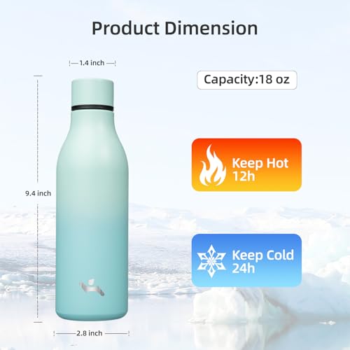 Konokyo Insulated Water Bottle with Strap,18 oz Double Wall Stainless Steel Vacuum Bottles Metal Water Flask,Mint - color: Mint, size: 18 Ounces