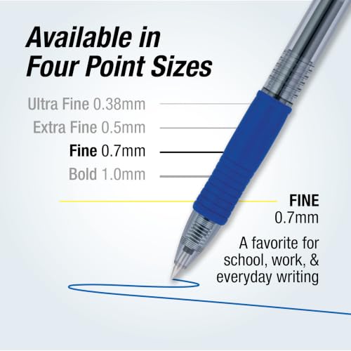 Pilot G2 Premium Gel Roller Pens, 0.7 mm, Blue Ink, Fine Point, Pack of 12 - Ideal for School, Journaling and Office Writing - color: Blue