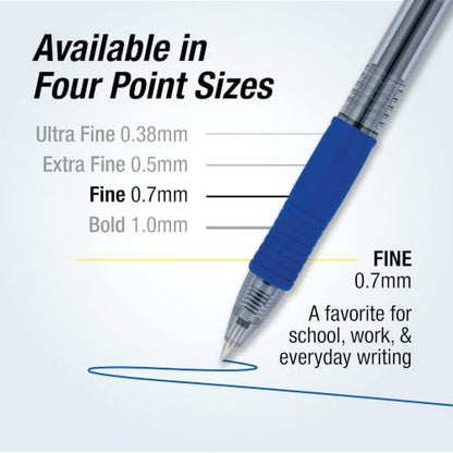 Pilot G2 Premium Gel Roller Pens, 0.7 mm, Blue Ink, Fine Point, Pack of 12 - Ideal for School, Journaling and Office Writing - color: Blue