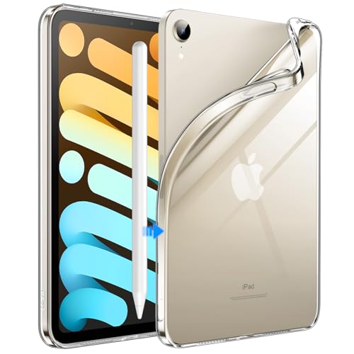 JETech Case for iPad mini (A17 Pro, 2024 Model, 7th Generation) / mini 6 (2021 Model, 6th Generation), Soft TPU Transparent Slim Shockproof Tablet Cover (Clear) - color: Clear, size: iPad mini A17 Pro / mini 6