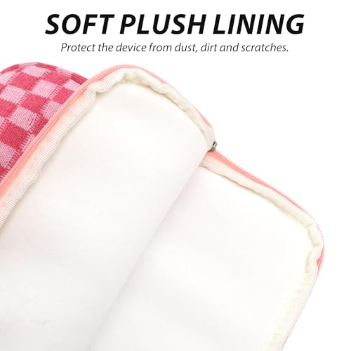 Puffy Laptop Sleeve 15-16 inch, Cute Knitted Protective Carrying Case for Women & Men, Compatible with MacBook Pro 16-Inch M4, 15.6 Inch Tablets Notebook (Checkered Red) - color: Checkered Red, size: 15-16 inch