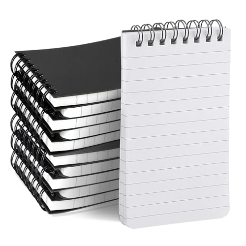 BESARME 10 Pcs Small Notepads 3x5, Spiral Pocket Notebook Bulk | Black Mini Lined Notepad, Memo Pads for Men, Students Back to School Gift - color: Black