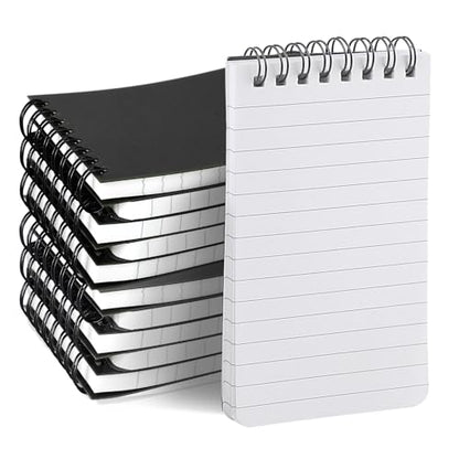 BESARME 10 Pcs Small Notepads 3x5, Spiral Pocket Notebook Bulk | Black Mini Lined Notepad, Memo Pads for Men, Students Back to School Gift - color: Black