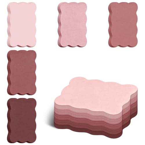 Whaline 150 Pack Dusty Pink Index Cards 3 x 5 Inch 5 Pink Colored Flash Notecard Scalloped Blank Index Card for Note-Taking Studying Organizing School Office Supplies - color: Dusty Pink