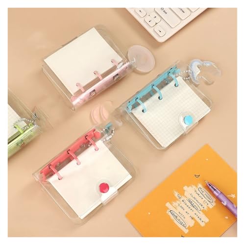 NSKQUFDNFKA JIANWU Cute Mini 3 Ring Loose-leaf Book Transparent Portable Student Journal Binder Notebook Kawaii Stationery School Supplies(Blank 80sheets)