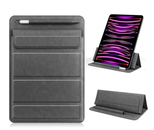 8-11 inch Tablet Sleeve Case with Pen Holder, Slim PU Lightweight Universal case with Foldable Stand for iPad 10th Generation 2022, iPad Pro 11, iPad mini6, Galaxy Tab S9/A9 Plus/A8 etc Gray - color: Gray