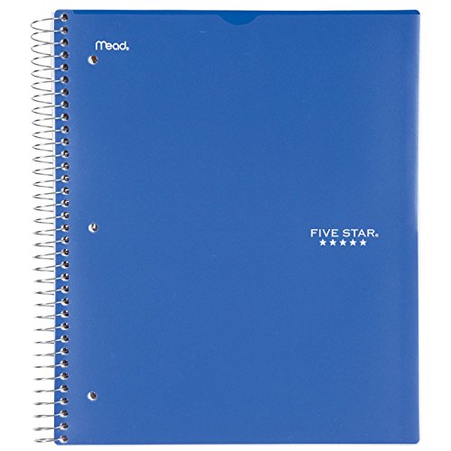 Five Star Spiral Notebook, 3 Subject, College Ruled Paper, 150 Sheets, 11" x 8-1/2", Customizable Cover, Blue (38004) - color: 01 Blue