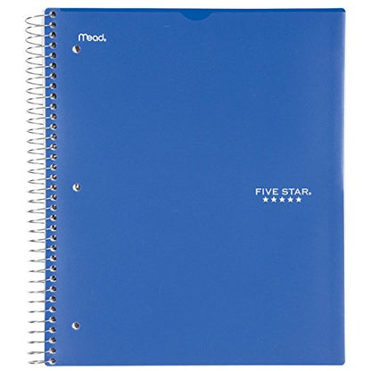 Five Star Spiral Notebook, 3 Subject, College Ruled Paper, 150 Sheets, 11" x 8-1/2", Customizable Cover, Blue (38004) - color: 01 Blue
