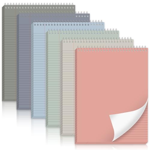 gisgfim 6 Pcs Neutral Top Bound Spiral Notebooks 8.5" x 11" College Ruled Aesthetic Legal Pad Steno Pads Colored Paper Assorted Covers Wirebound Notepad for Writing School Office Supplies - color: Neutral