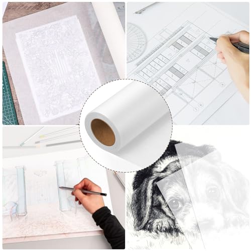 Tracing Paper Roll 17in x 25yd, White Trace Paper Pattern Paper Translucent Tracing Paper for Sewing, Drawing, Sketch, Gift Wrapping - size: 17in x 25yd