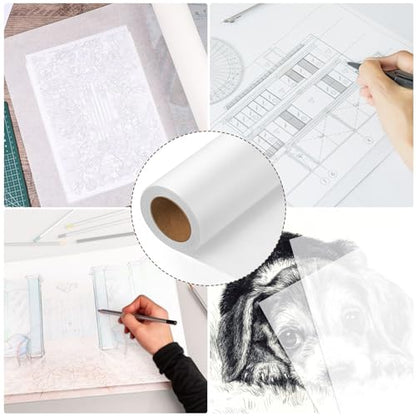 Tracing Paper Roll 17in x 25yd, White Trace Paper Pattern Paper Translucent Tracing Paper for Sewing, Drawing, Sketch, Gift Wrapping - size: 17in x 25yd