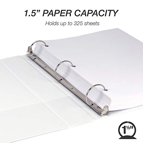 Samsill 4 Pack Durable 1.5 Inch 3 Ring Binders, Round Ring, Clear View Cover for Presentations, White - color: White, size: 1.5-Inch