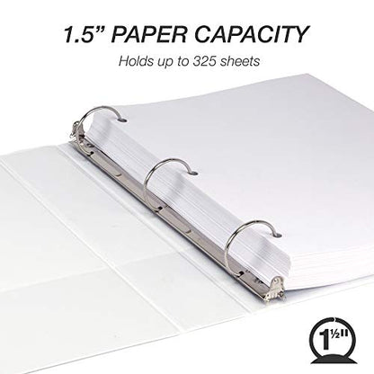 Samsill 4 Pack Durable 1.5 Inch 3 Ring Binders, Round Ring, Clear View Cover for Presentations, White - color: White, size: 1.5-Inch