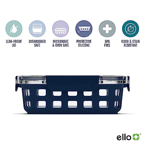 Ello Duraglass 3.4 Cup Meal Prep Sets 6Pc, 3 Pack Set- Glass Food Storage Container with Silicone Sleeve and Airtight BPA-Free Plastic Lids, Dishwasher, Microwave, and Freezer Safe, Berry - color: Mixed Berry