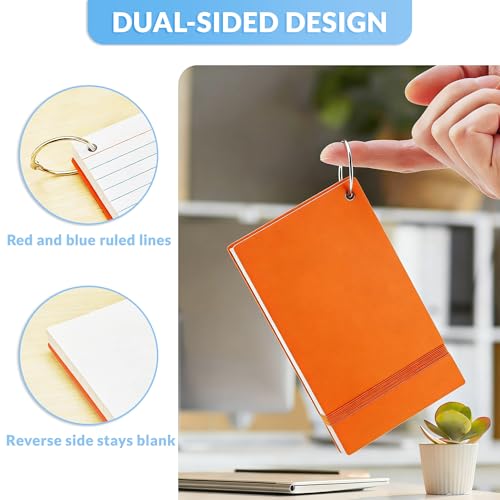 NEEWAY Ruled Index Cards with Ring 3x5 Inches, 200 Count Note Cards Lined, Flash Cards with Rings for Studying, Home and Office (Orange) - color: Orange