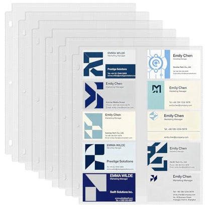 Aegero Business Card Holder Sleeves (50 Pack for 1000 Cards) for 3 Ring Binder, Heavyweight Plastic Sheet Protect, Each Sleeve Holds 2x3.5 Namecards, 3-Hole Punched - size: 2.2x3.7inch-10pocket, style: 50 pack