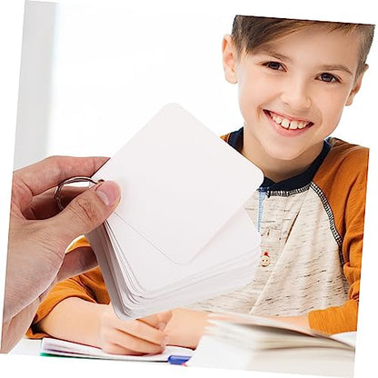 200pcs Blank Flash Cards Index Notecards Metal Binder Ring for Home School Classroom Boys and Girls - size: 9.8X9.8X0.01CM