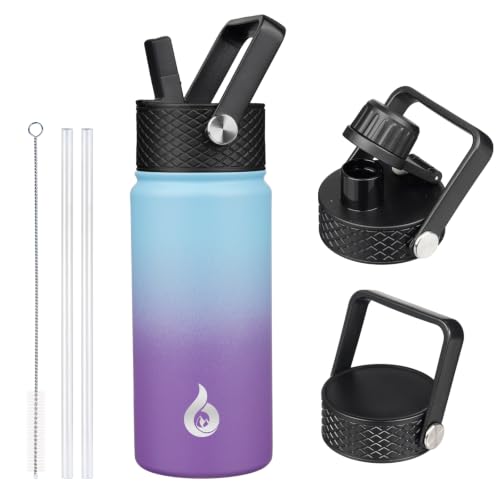 BJPKPK 18oz Insulated Water Bottle with Straw Lid, Stainless Steel Bottle | 3 Lids Included, Keep Cold & Hot, BPA-Free Leakproof Vacuum Bottle, Metal Water Bottle for office, Gym, Travel & Outdoor - color: Ocean Dream, size: 18 Ounces