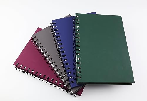 Spiral Notebook Journal,4 Pack A5 Hardcover Spiral Notebooks,5.7" x 8.5",160 Pages,100gsm Paper,College Ruled Journals for Study and Notes (Red, Green,Blue,Grey)