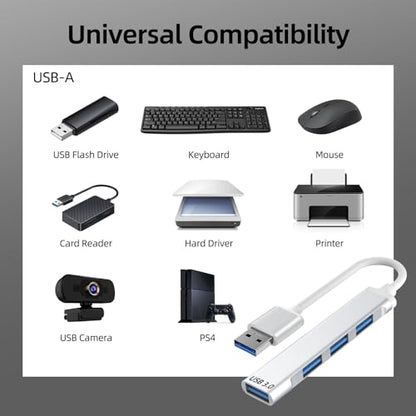 USB 3.0 Hub, 4-Port USB Hub USB Splitter USB Expander for Laptop, Xbox, Flash Drive, HDD, Console, Printer, Camera, Keyborad, Mouse and More