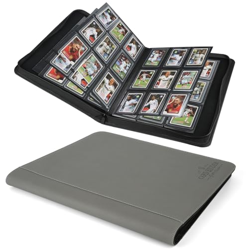 Toploader Binder,Toploader Hard Cases, 9-Pocket Pages Sleeves Hold up 288 Cards.Toploader Card Binder with Sleeves for “3×4” rigid，Card Holder(grey) - color: grey-1, size: 9 Pocket 288 Toploader