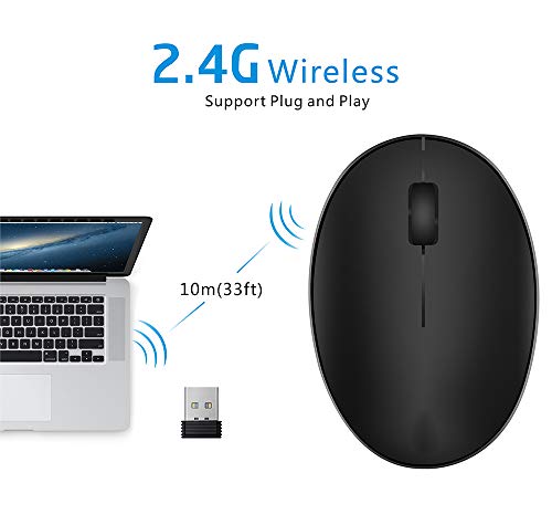 TENMOS Mini Rechargeable Wireless Mouse, 2.4GHz Optical Travel Mouse Silent Wireless Computer Mice with USB Receiver, Auto Sleeping, 3 Buttons, 1000 DPI Compatible with Laptop, PC, Chromebook (Black)
