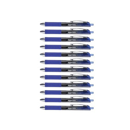 Amazon Basics Retractable Gel Pens, Fine Point 0.7mm, Smooth Writing, No-Smear Ink, Blue, 12-Pack - color: Blue