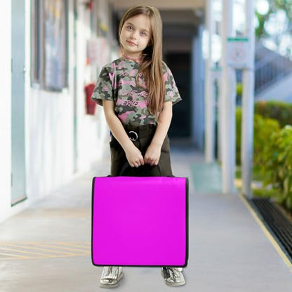 3 Rings 1.5 inch Binder with Extra Pockets with Shoulder Strap Laege Capacity Documents Files Storage Bag for Middle School Fuchsia - color: Fuchsia
