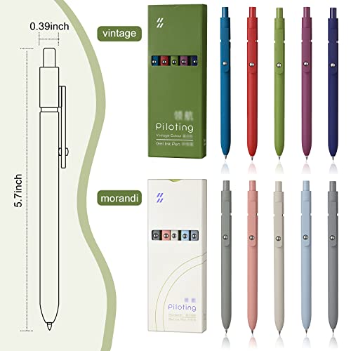 Epakh 10 Pcs Gel Pens, 0.5mm Quick Dry Black Ink Pens Fine Point Smooth Writing Pens Retractable Ballpoint Pens, Aesthetic Pens Office Supplies Gifts for Women Men School Office(Rustic Color) - color: Black, style: Modern