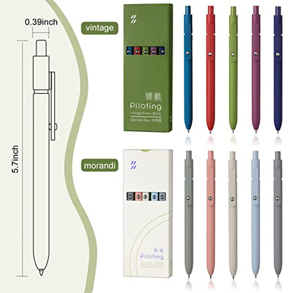 Epakh 10 Pcs Gel Pens, 0.5mm Quick Dry Black Ink Pens Fine Point Smooth Writing Pens Retractable Ballpoint Pens, Aesthetic Pens Office Supplies Gifts for Women Men School Office(Rustic Color) - color: Black, style: Modern