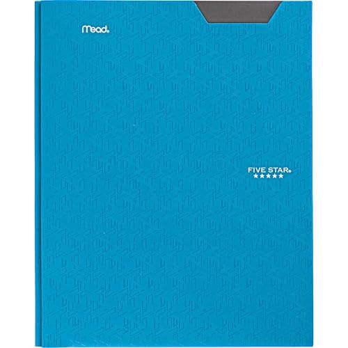 Five Star 2-Pocket Folder, Plastic Folder with Stay-Put Tabs and Prong Fasteners, Holds 8-1/2" x 11" Paper, Tidewater Blue (72107) - color: Tidewater Blue, size: 1 Count (Pack of 1)