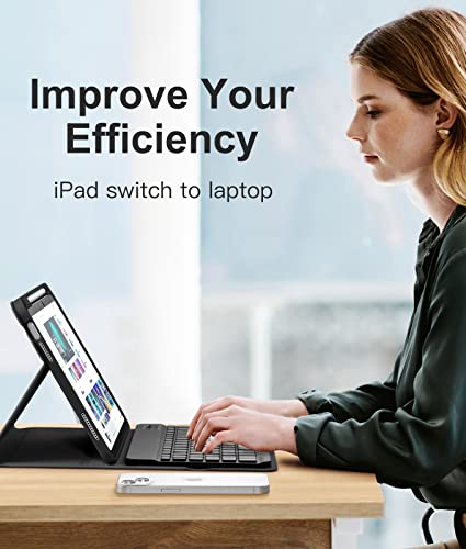 Hamile for iPad 11th 10th Generation Case with Keyboard - 7 Colors Backlit Wireless Detachable Folio Keyboard Cover with Pencil Holder for iPad 11-inch A16 2025 10th Gen 10.9 Inch 2022 (Black) - color: Black