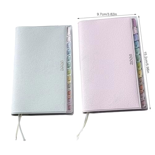 2026 Leather Academic Planner with Ribbon Bookmarks Dated 2026 Weekly Planner Notebook for Daily Scheduling 3.8x5.98Inch Travel Diary