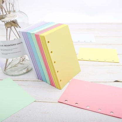 A8 Paper Refill 6 Colors A8 Planner Refill M5 Loose Leaf Binder Paper 300 Sheets Colored Blank Filler Papers A8 5 Ring Binder Inserts