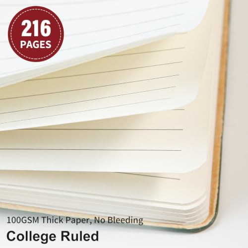 Lined Journal Notebook for Work College Ruled Note Book 5.79"x8.27" A5 PU Leather Daily Journaling 216 Pages for Women Men Writing Home School Supplies Business (Red) - color: 08-Red-1pack, style: A5 Lined 216pages