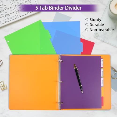 3 Sets Colorful Binder Dividers with Tabs,Plastic Index with 5 Tabs,Big Tab Dividers for 3 Ring Binder - style: 3 SETS 5 TAB