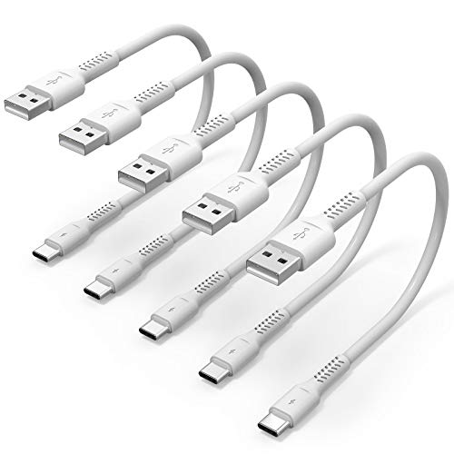 6 inch Short USB C Cord Fast Charge 5 Pack Durable USB A to USB Type C 3A Fast Charging Cable for Charging Station Compatible with Samsung Galaxy Note 20 A20 A51 S10 S20 Plus Ultra LG Stylo K51 - color: White, size: 0.5 Feet