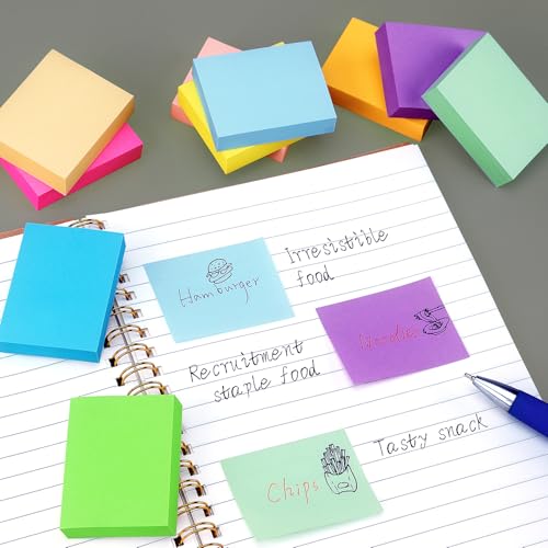 Eastern Wolf Sticky Notes 1.5x2 Self-Stick Notes 10 Bright Multi Colors Sticky Notes 20 Pads 100 Sheet/Pad - color: 20 Pads