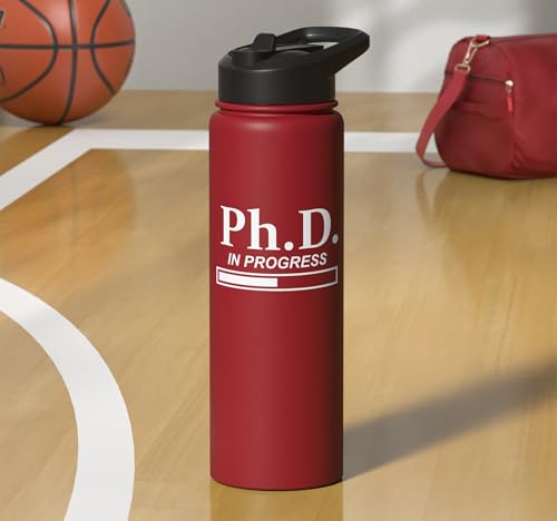 PhD in Progress Doctorate Student PhD Candidate Future Dr Stainless Steel Insulated Water Bottle - color: Red