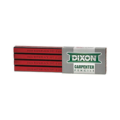 DIXON Industrial Carpenter Pencils, Soft Graphite Core, Red/Black, 7", 12-Pack (19971) - style: Soft